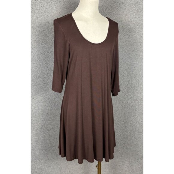 24seven Comfort Apparel Women's Elbow Sleeve Swing Tunic Size XL Brown NWT's. - Picture 3 of 8